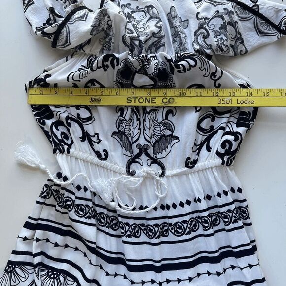 Flying Tomato Women's Damask Tapestry Overlay Off-Shoulder Midi Dress Small - Picture 4 of 10